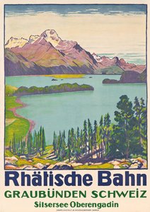 Affiche publicitaire pour voyager à Graubunden par la compagnie suisse 