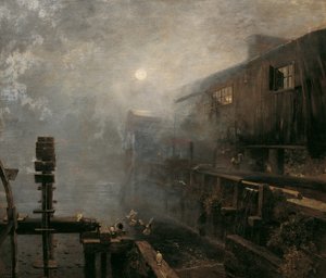 Scierie dans la brume matinale