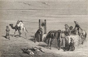 Un puits dans le désert entre Samarkand et Karshi, Ouzbékistan, illustration de 
