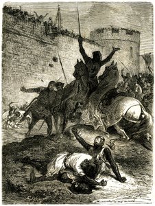 Croisade contre les Albigeois - Siège de Toulouse, 25 juin 1218. Le frère de Simon de Montfort vient d