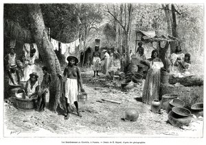Les blanchisseuses au Chorillo, Panama, gravure d