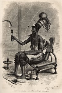 Mounza, roi des Mombuttous (tribu du Soudan), coiffé d