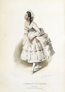 Suzanne dans "Le mariage de Figaro" - dans "Œuvres complètes de Beaumarchais", dessins par Emile Bayard, éd. Laplace Sanchez & cie, Paris - Emile Antoine Bayard