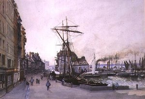 Le quai à Honfleur - Emile Antoine Francois Herson