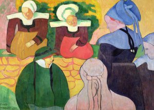 Femmes bretonnes sur un mur