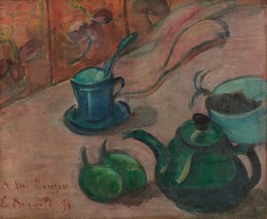 Nature morte avec théière, tasse et fruits - Emile Bernard