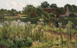 La Rivière Lys à Astene, vers 1885