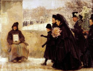 Toussaint : Une famille en deuil se rendant au cimetière donne une pièce à un vieil homme faisant l
