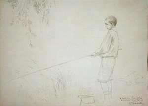 Jeune Garçon Pêchant - Emile Friant