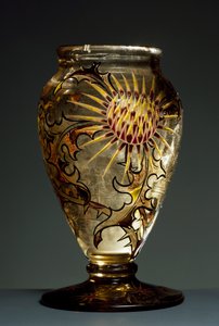 Vase en verre fumé avec décorations en émail, vers 1890, par Émile Gallé, Nancy, France - Emile Galle