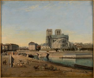 French: Le chevet de Notre-Dame, vu du quai de la Tournelle - Emile Harrouart