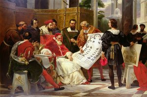 Le pape Jules II ordonnant à Bramante, Michel-Ange et Raphaël de construire le Vatican et Saint-Pierre, 1827 (détail) - Emile Jean Horace Vernet