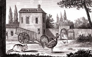 Le coq, le chat et la souris, Fable de La Fontaine - Emile Joseph Alexandre Gouget