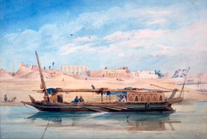 Un bateau sur le Nil, Louxor, Égypte - Emile Prisse d