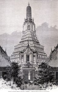 Portail de la Grande Pagode Wat-Chan, Bangkok. Dessin de Thérond. - Emile Theodore Therond