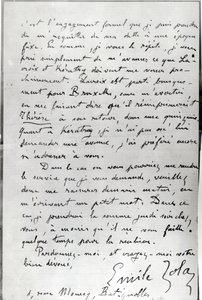 Lettre de Zola à Édouard Manet (1832-83) 1868 - Emile Zola