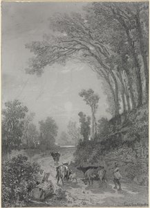 Paysage avec vaches, seconde moitié du 19e siècle - Émile van Marcke