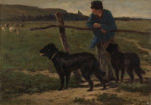 Fermier avec des chiens - Emile van Marcke de Lummen