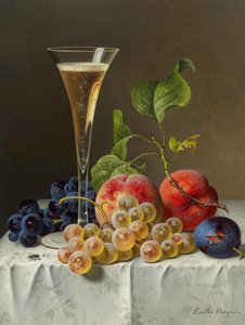 Nature morte avec verre de champagne