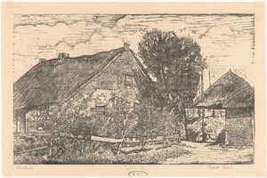 Ferme avec grange à foin - Emilius Wilhelmus Dehé (signed by artist)