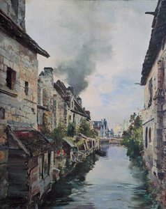 Le canal de Beaulieu, vue du pont sur la route de Loches à Beaulieu, 1891 - Emmanuel Lansyer