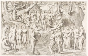 La Dispute entre les Muses et les Filles de Pierios sur le Parnasse - Enea Vico
