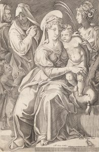 La Sainte Famille avec Sainte Anne et Sainte Catherine, 1542, publié en 1627-50 - Enea Vico