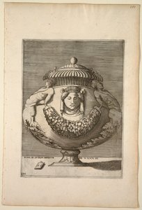 Vase décoré de figures, rinceaux et festons