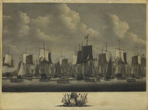 La flotte quittant le port de Vlissingen, 1804 - Engel Hoogerheyden