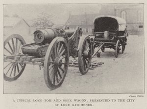 Un Long Tom typique et un wagon boer, présentés à la ville par Lord Kitchener - English Photographer