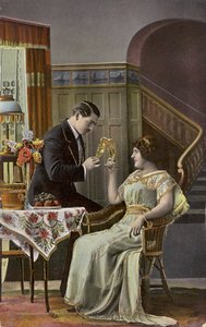 Un couple trinquant avec leurs verres de vin - English Photographer