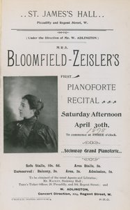 Publicité pour un concert de Fannie Bloomfield-Zeisler