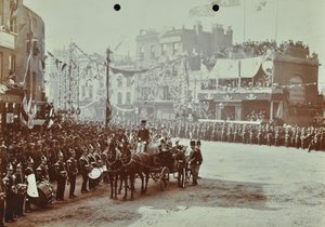 Blackwall Tunnel : cérémonie avec le prince de Galles, futur roi Édouard VII, et la princesse Alexandra lors de l