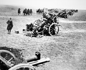 Canons de campagne britanniques de 18 livres en action sur le front occidental - English Photographer