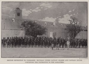 Expédition britannique à Coomassie, Houssas, sous le commandement du capitaine Cramer et du capitaine Irvine, transmettant l