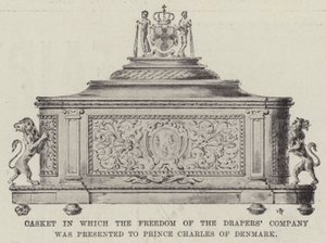 Coffret dans lequel la liberté de la Drapers Company a été présentée au Prince Charles du Danemark - English Photographer