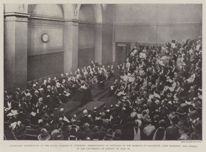 Célébration du centenaire du Collège Royal des Chirurgiens, remise des diplômes au Marquis de Salisbury, Lord Rosebery et autres, à l