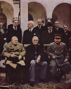 Conférence des dirigeants alliés Winston Churchill, Franklin D. Roosevelt et Joseph Staline à Yalta, Crimée; URSS, Seconde Guerre mondiale, 7 février 1945 - English Photographer