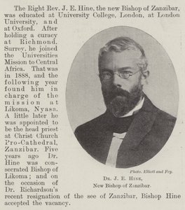 Dr J E Hine, nouveau évêque de Zanzibar - English Photographer