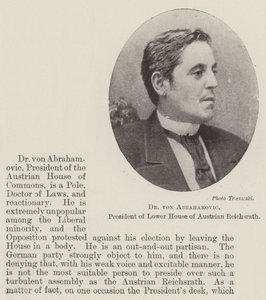 Dr von Abrahamovic, président de la chambre basse du Reichsrath autrichien