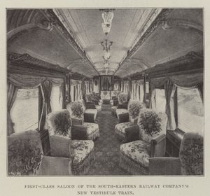 Salon de première classe du nouveau train vestibule de la South-Eastern Railway Company