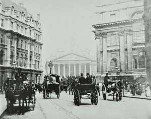De Queen Victoria Street à Mansion House Street avec Royal Exchange, City de Londres, 1895 - English Photographer