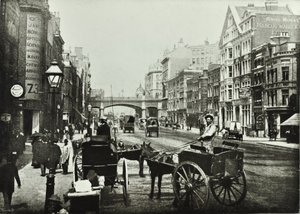 Holborn Viaduct, Farringdon Street, vers le nord, City de Londres, 1890 - English Photographer