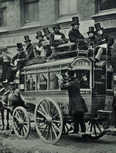 Omnibus à cheval du London Bridge Railway avec passagers, 1880 - English Photographer