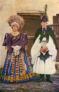 Hongrie : Couple de paysans en tenue nuptiale (photo couleur) - English Photographer