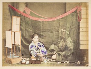 Couple japonais à leur loisir, tableau en studio d