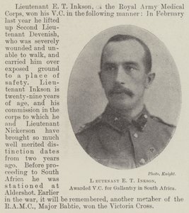Lieutenant E T Inkson, récompensé par la VC pour bravoure en Afrique du Sud - English Photographer