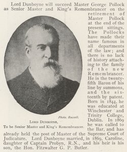 Lord Dunboyne, nommé Senior Master et King