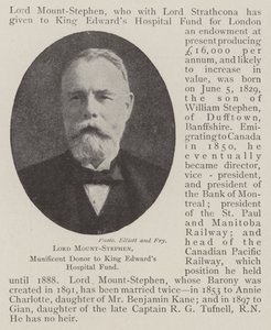 Lord Mount-Stephen, généreux donateur au fonds hospitalier du roi Edward