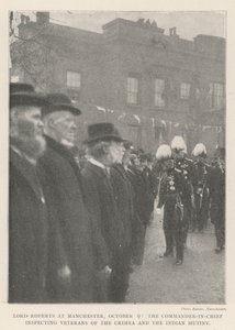 Lord Roberts à Manchester, 9 octobre, le commandant en chef inspectant les vétérans de la Crimée et de la révolte indienne - English Photographer